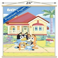 Блуи-Семеен Ѕиден Постер Со Дрвена Магнетна Рамка, 22.375 34