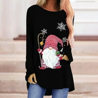 Женски Божиќен Дуксер Леопард Божиќна Елка Блуза За Печатење Смешни Букви Графички Врвни Пуловери За Кошули Со Долги Ракави