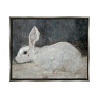Бел зајак зајаче класичен животни и инсекти сликање сјај на сјај сива врамена уметничка печатена wallидна уметност