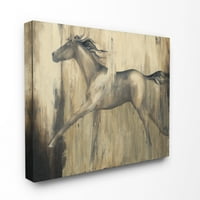 Слупел дома украсен коњ Спринт текстурирано црно кафеаво животно сликарство платно wallидна уметност од трета и wallид