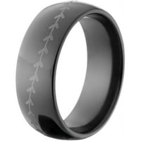 Полу-круг црн циркониумски прстен со бејзбол ласерско шиење околу рингот