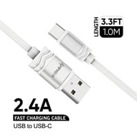 Тешка ултра ултра брзо полнење 2.4а тип -Ц до USB кабел за TCL 5G - 3. Стапала - Бело