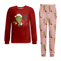 Божиќни Пижами Што Одговараат на семејството Поставете Ги Големини На Печатење Со Црвена Лента Гринч Бебе-Деца-Возрасен-Милениче