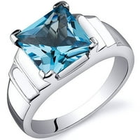 2. КТ принцезата исечен швајцарски сина топаз солитер прстен во сребро сребро