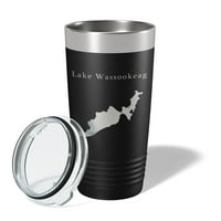 Езерото Wasookeag Мапа Tumbler Патување Кригла Изолирани Ласерски Врежан Кафе Чаша Мејн Оз Црвено