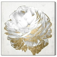 Студио Винвуд Студио Флорална и ботаничка wallидна уметност платно „злато и светло цветно бело“ цвеќиња - злато, бело
