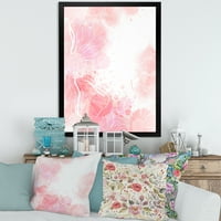 DesignArt 'Апстрактни прскања на розови цвеќиња I' модерен врамен уметнички принт