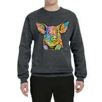 Дин Русо, lубител на свињи од животински, уникатен графички џемпер, јаглен, X-LARGE