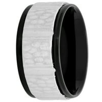 Машки не'рѓосувачки челик црна IP жлебна зачукана завршна лента - Менс прстен