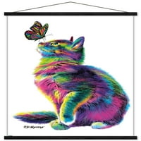 Морено-Мачка И Пеперутка Ѕид Постер Со Дрвена Магнетна Рамка, 22.375 34