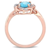 Miabellaенски женски 1- карат овален апатит карат дијамант 10kt розово злато изопачен ореол прстен