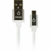 Кабелин елита микро до USB -A полнење и синхронизација на плетенка кабел - бел
