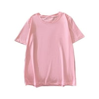 Цврстиот блуза со кратки ракави цврсти врвови на деколтето лето за жени розови с