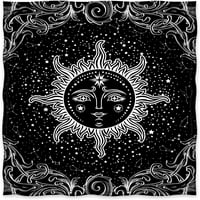 Дрво Сонце Месечина Ќебе Ѕвезди Простор Психоделичен Црно Бел Принт Фрли Ќебе За Кауч Кревет Троседот Патување Кампување За