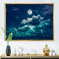 DesignArt 'Full Moon Night in Cloudy Sky II' Наутичко и крајбрежно врамено платно wallидна уметност печатење
