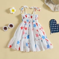 Ламуусаа Фустан За Лизгање На Бебиња За Девојчиња, Летни Ѕвезди Без Ракави Принтани Плисирани Летни Секојдневни Фустани со а-линија