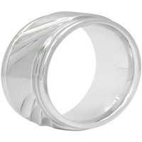 Менс сива кобалт црта шема жлебна свадбена лента - прстен за мажи