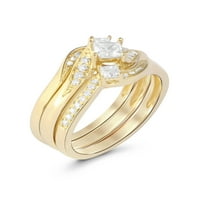 1CT TDW принцеза-пресечен дијамант 14K жолто злато бајпас невестински сет