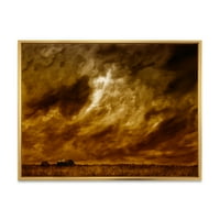 Пустинска фарма куќа под облачно небо II врамена сликарство платно уметнички принт
