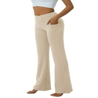 Женски подигање јога панталони високи половини со широка нога на стомакот за контрола на стомакот, палење, тренер за вежбање