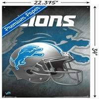 Детроит лавови - постер за wallидови со шлем со пинови за притисок, 22.375 34