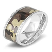 Крајбрежен накит од не'рѓосувачки челик полиран кафеав камуфлажен прстен