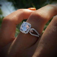 Ангажирање loveубовни прстени свадбени бендови луксузни жени кубни цирконија вклопени квадратни прстени прстени-силвер 9