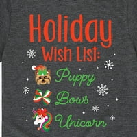 Јојо Сива - список со желби за празници - графичка маица за кратки ракави за деца и млади